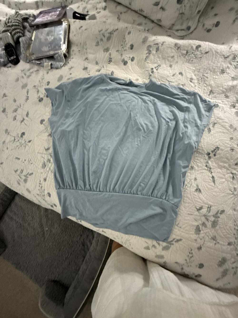 Halara Blue Ruched Banded Waist Tee xl